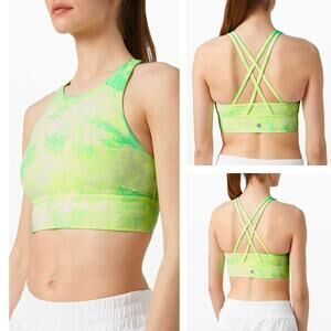 LULULEMON Energy Bra High Neck Long Line Shibori Size 4 Dual Shibori